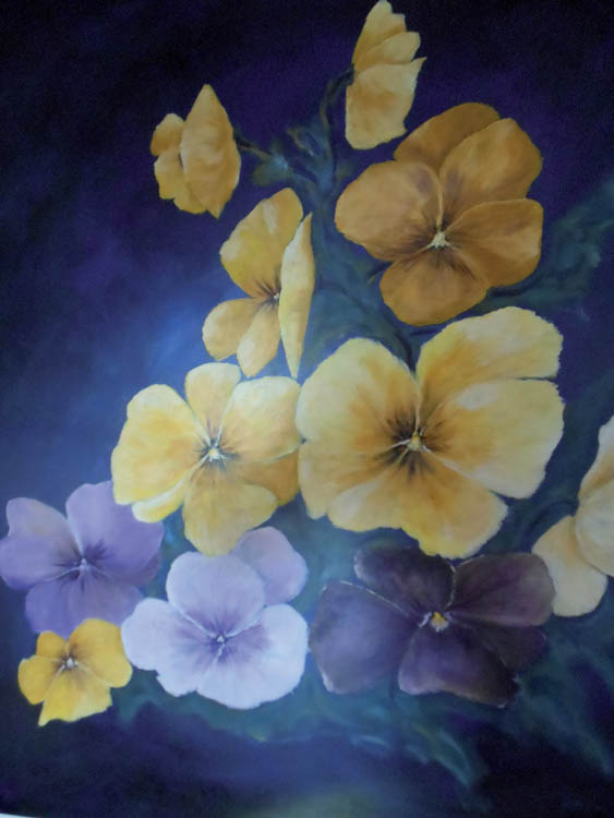 Gertrude Neumayer  Stiefmütterchen  Acryl  90x90 cm